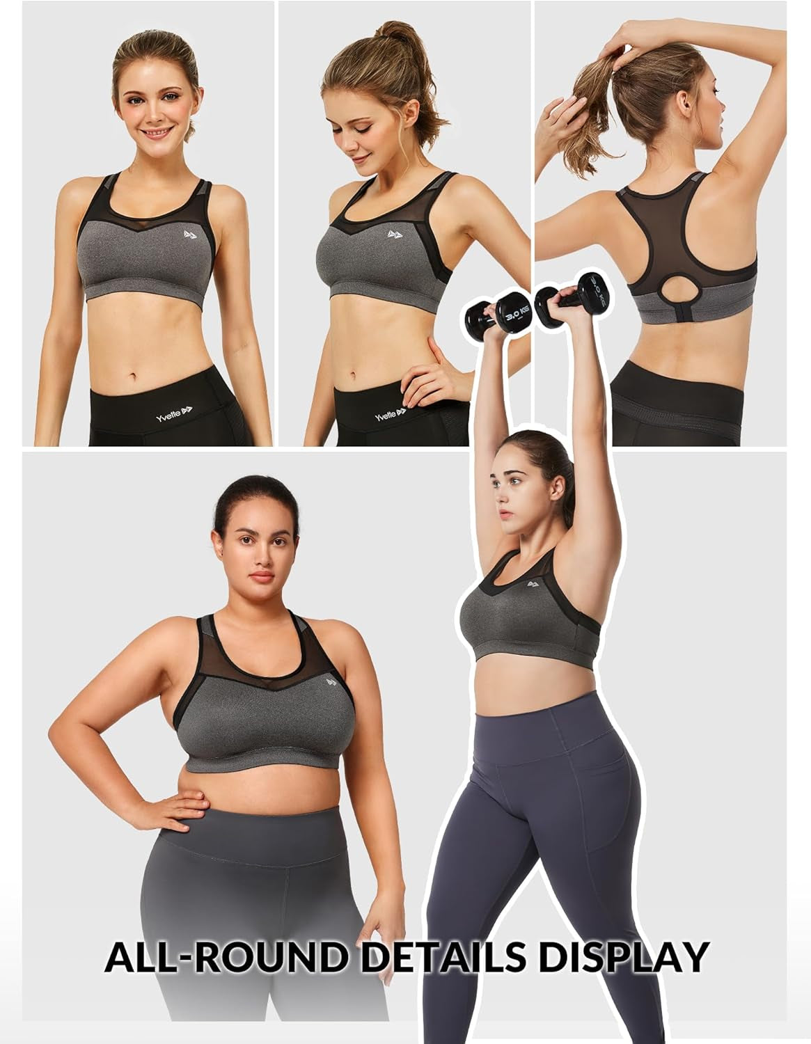 High Impact Sports Bras for Women plus Size Racerback Workout Medium Support Sports Bra for Running Fitness